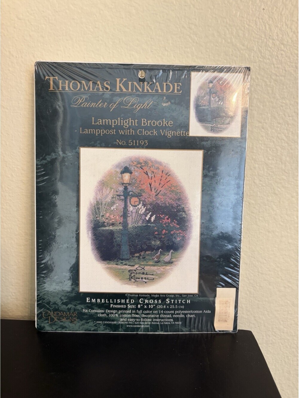 NEW Thomas Kinkade Lamplight Lamppost Clock Vignette Counted Cross Stitch